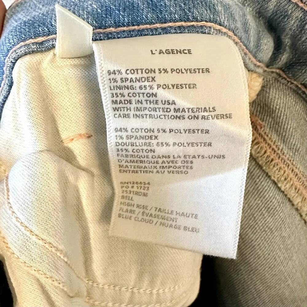 NWT L'AGENCE Bell High Rise Flare Jean in Blue Cloud - Size 29 - Image 4