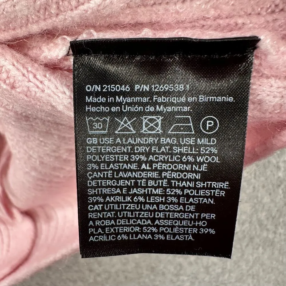 H&M Ribbed Knit Tie Front Sweater Top Women Medium Pink Short Sleeve Cropped New - Image 7