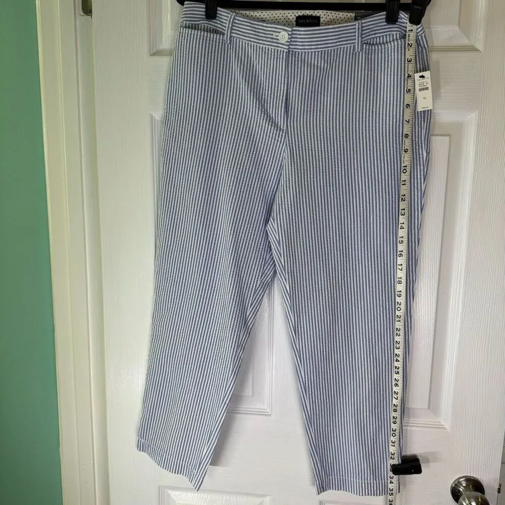 Talbots Perfect Crop Pants At Waist Slim Leg Seersucker Women’s Size 10 NWT - Image 13