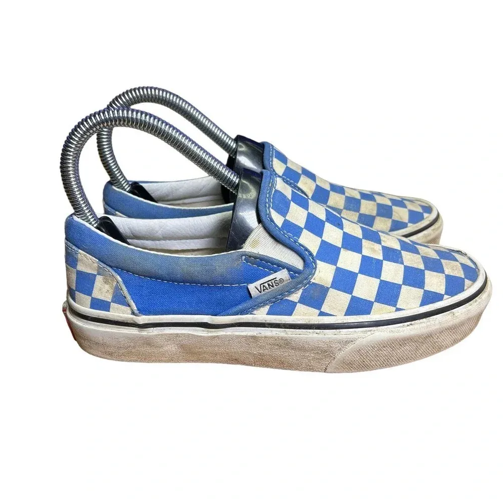 VANS Classic‎ Slip-On Checkerboard Blue/ White Unisex Sneakers Y4.5/M4.5/W6.0 - Image 4