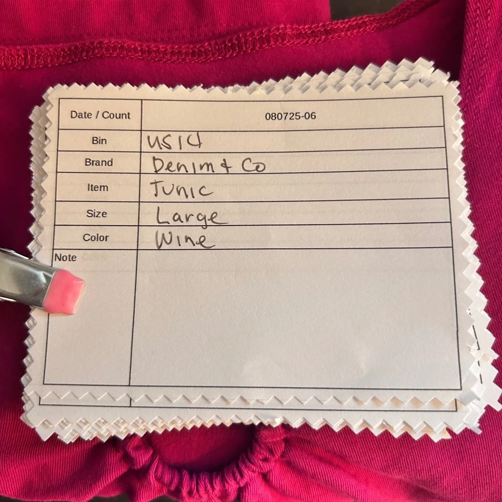 Denim and Co Tunic Blouse‎ Red Large - Image 12