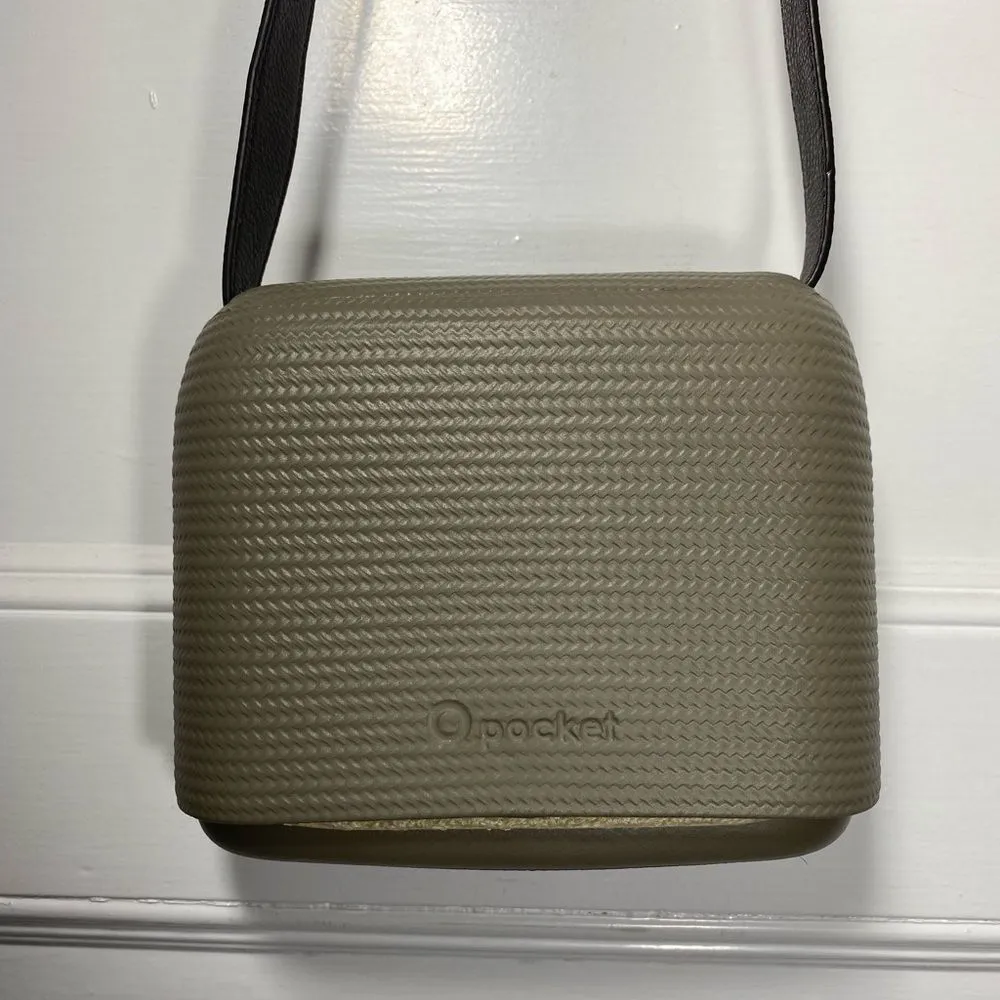 Fullspot Italy | O Pocket Textured Woven Silica Leather Crossbody Bag Gray Beige - Image 10