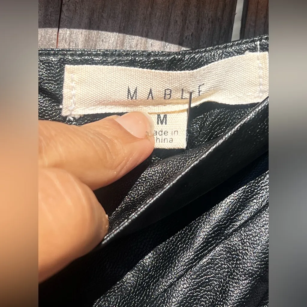 Mable Black faux Leather Button detail Skirt Size M - Image 7