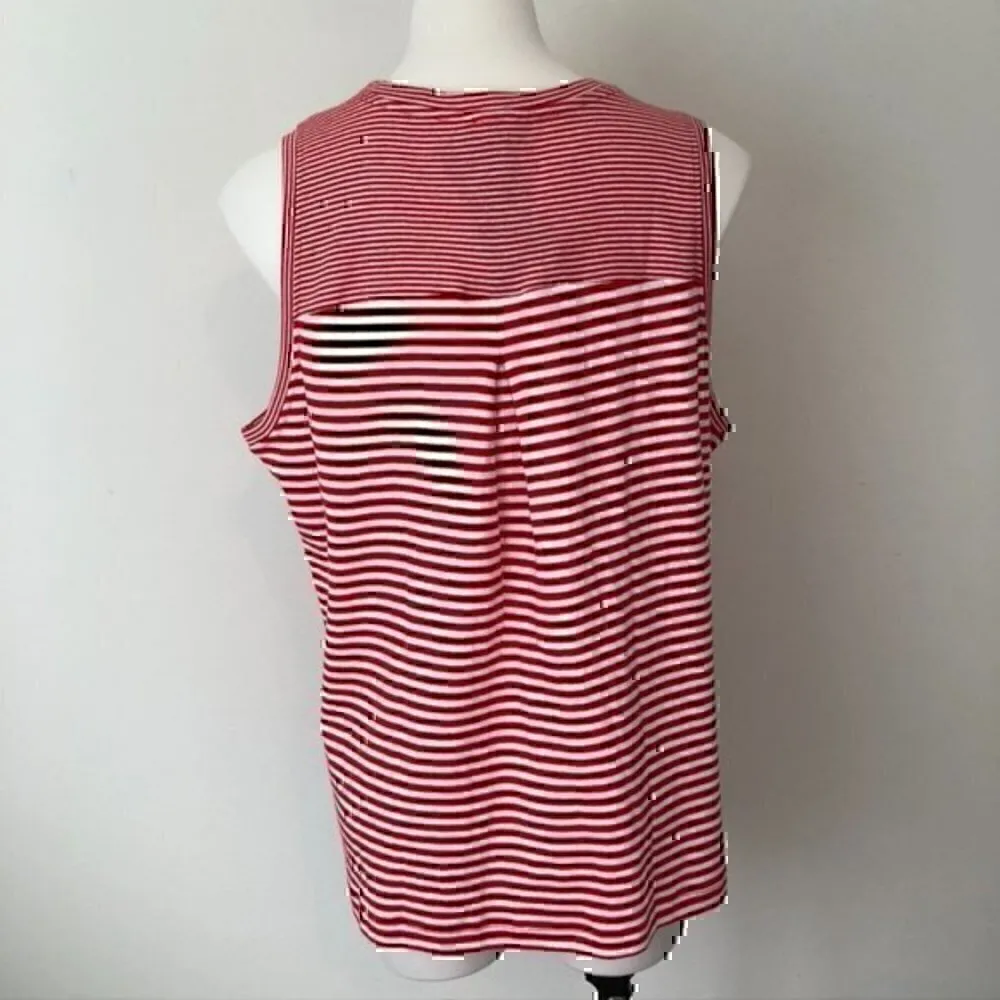 NEW NWT JONES NEW YORK / JNY Red White 100% Cotton Stripe Sleeveless Tank Top S - Image 4