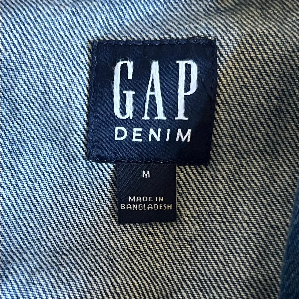 GAP Denim Long Jacket Medium Indigo Blue M - Image 6