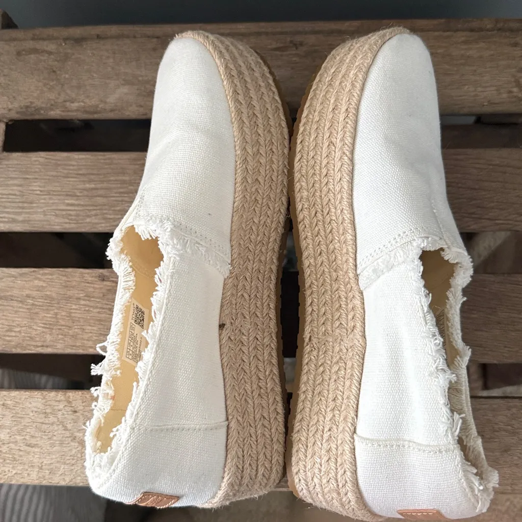 NEW TOMS Women’s Valencia Platform Cream Espadrille SlipOn Platform Shoes 6 A25 - Image 9