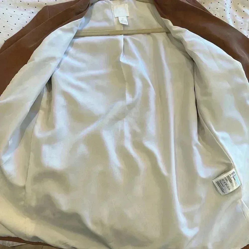 H&M Double-Breasted Jacket Brown Sz 2 - Image 10