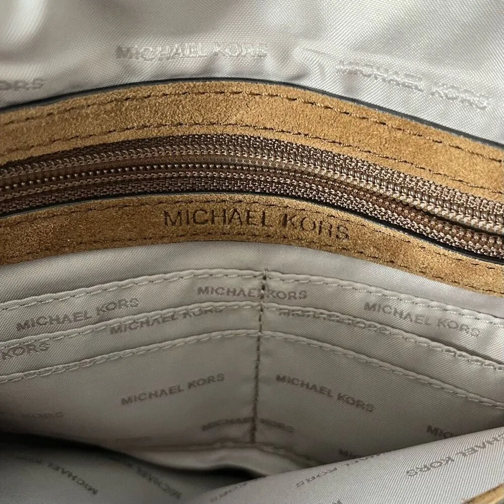 Michael Kors Suede Quilted Large Sloane Bag Camel Tan - Image 5