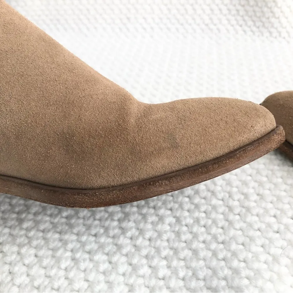 Frye Beige Taupe Suede Ray Western Shootie Ankle Boot Double Silver Buckles 7 - Image 6