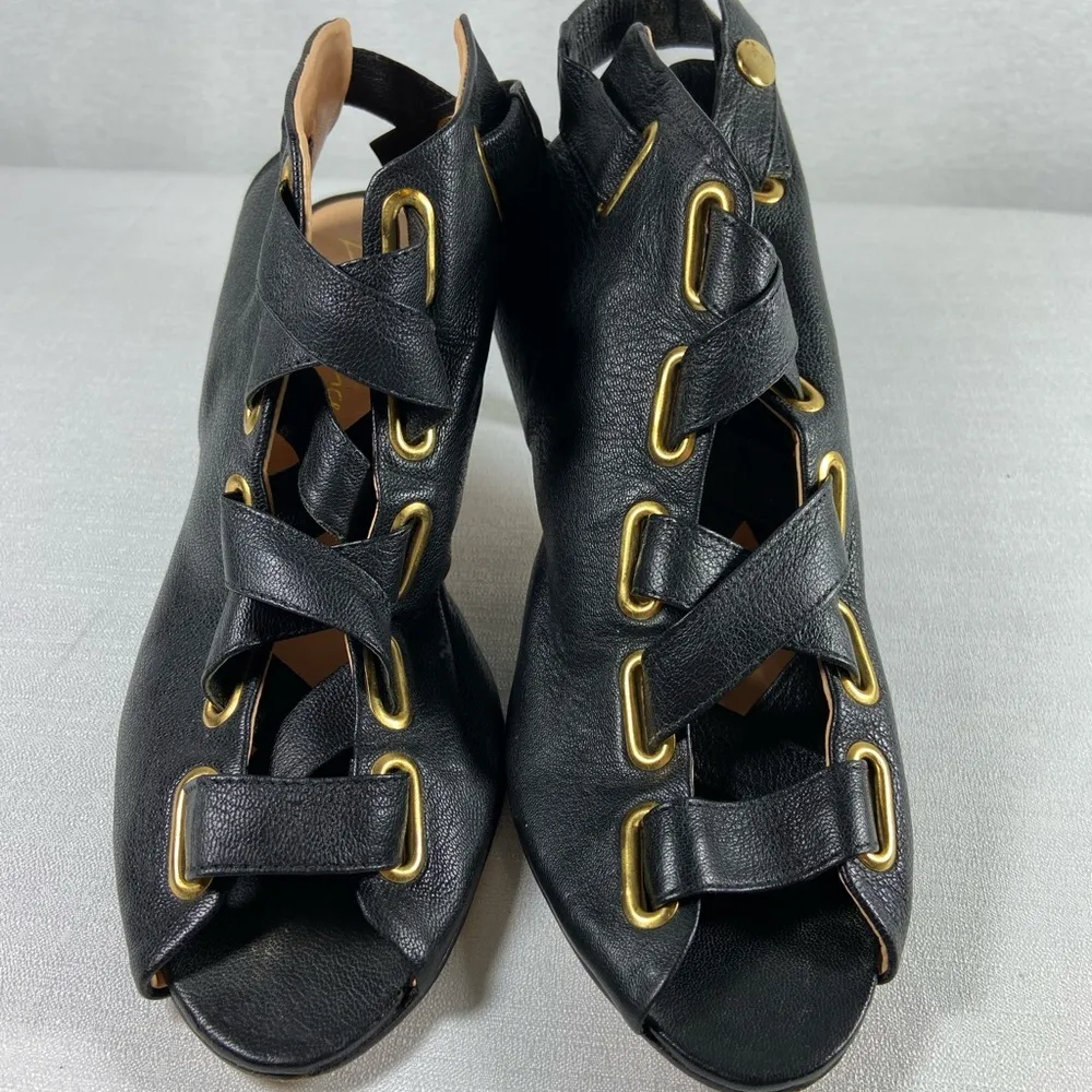 Luiza Barcelos Anthropologie Black Leather Kitten Heels Women’s Size 10B - Image 5