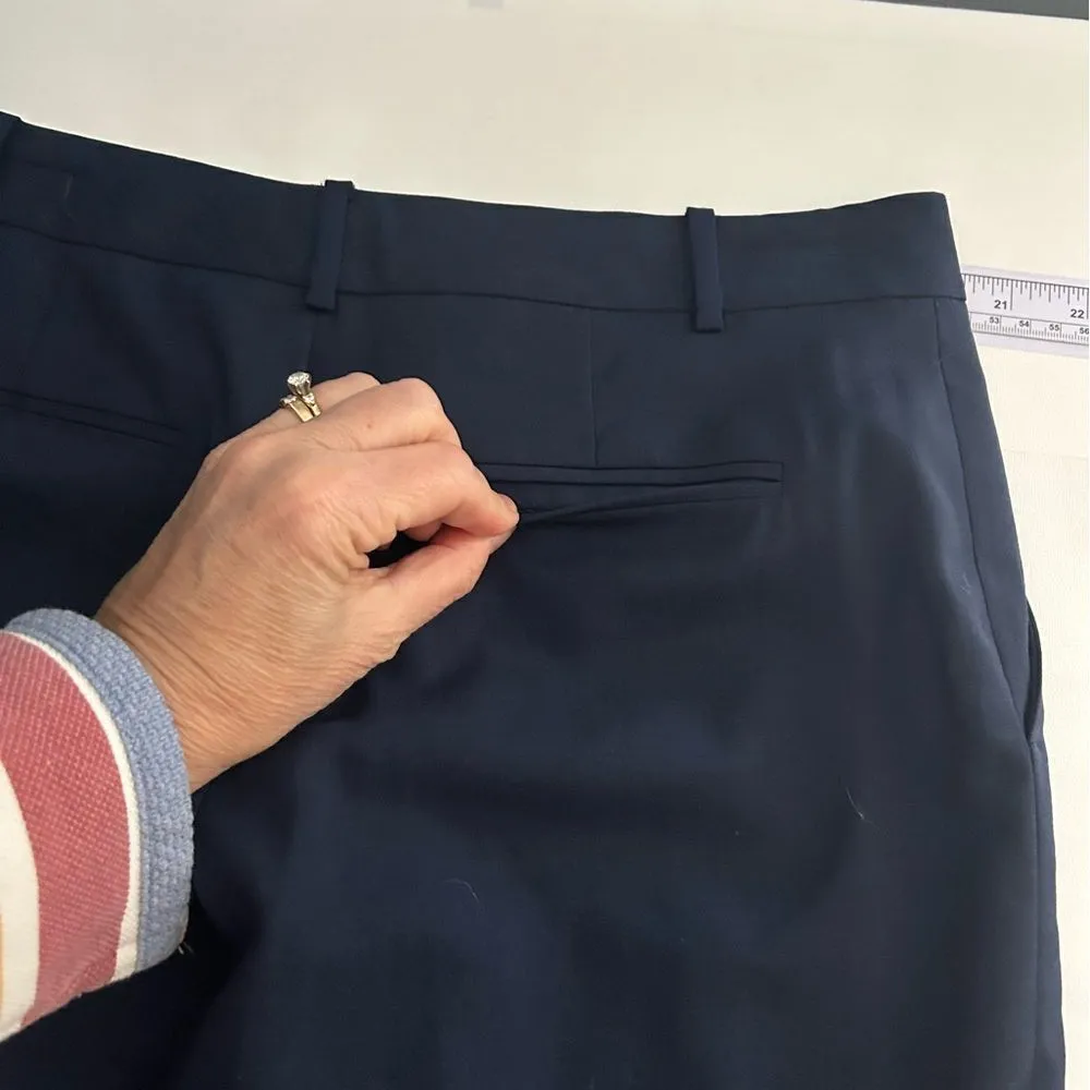 Club Monaco Navy Blue Italian Tropical Wool Cuffed Hem Straight Leg Pants Size 0 - Image 10