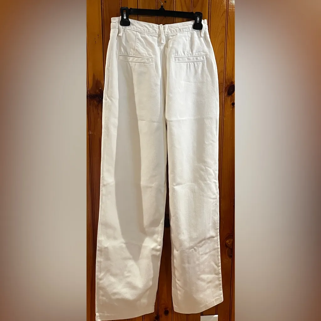 ZARA JEANS ASYMMETRIC WIDE LEG HIGH WAIST SIZE 04 CREAM - Image 3