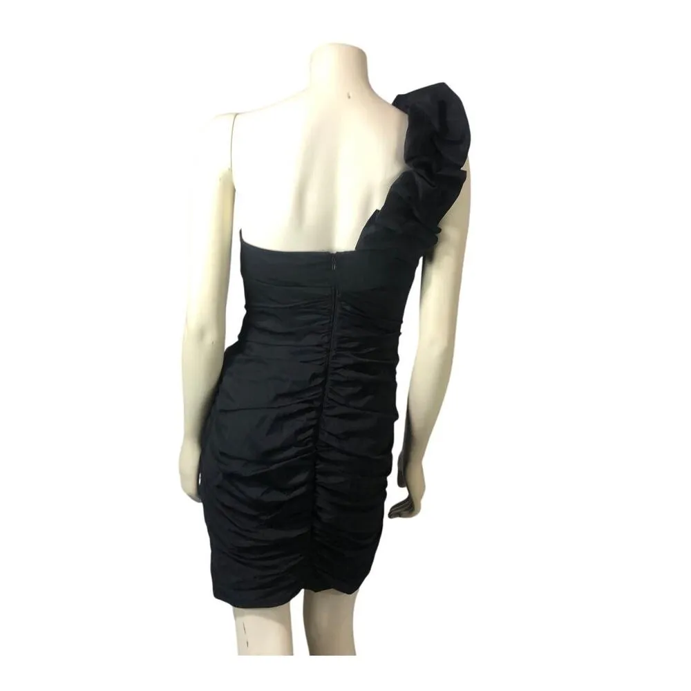 Betsy & Adam by Linda Bernell one shoulder ruched sexy black dress size 4 - Image 5