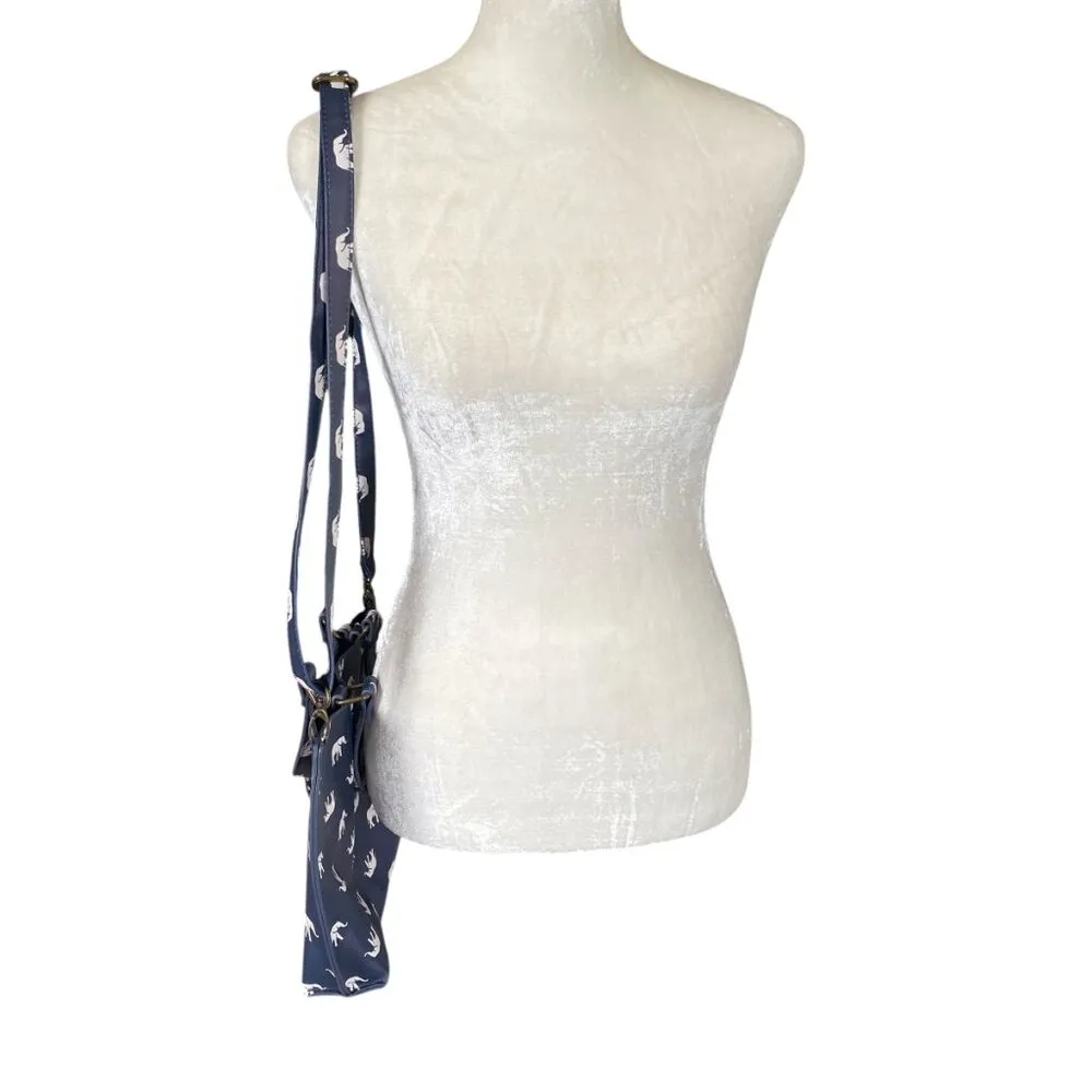 Women's blue and white elephant pattern shoulder bag handbag bag - Image 2