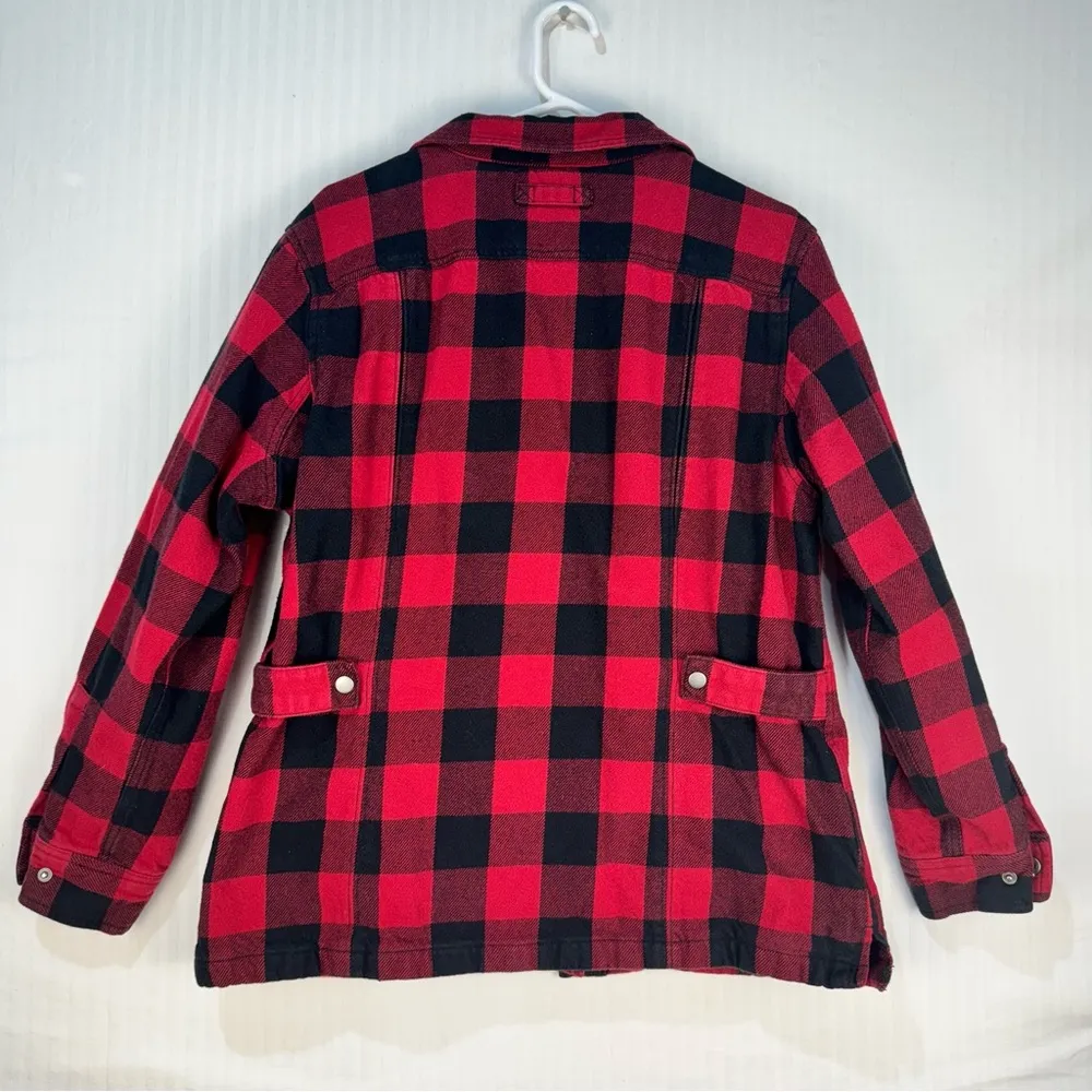 Duluth Trading Co Red/Black Plaid Insulated Chore Jacket Barn Coat Women’s Large Red - Image 2