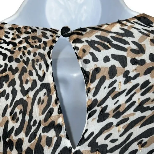 EXPRESS Abstract Cheetah Print L/S‎ Blouse Shirred Waist NWT $65 Size XSmall - Image 7