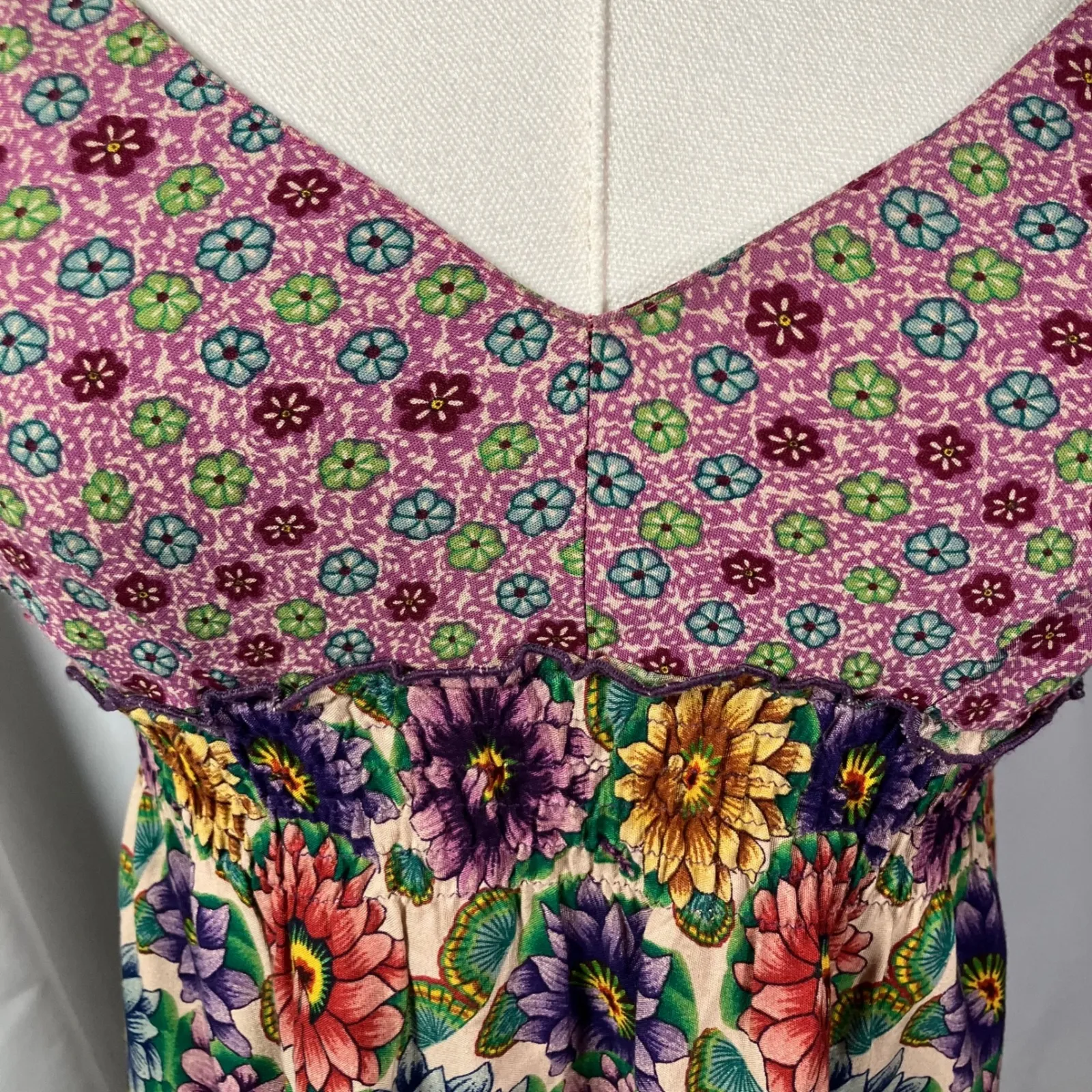 Lucky Brand Floral Maxi Dress Halter Neck‎ Boho Festival Size XS Y2K - Image 2