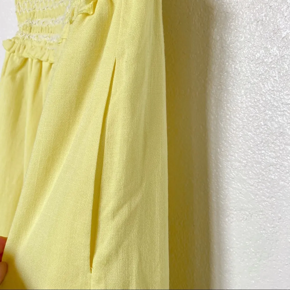 Lost + Wander  Split Leg Shirred Strapless Jumpsuit Size Small - Image 4