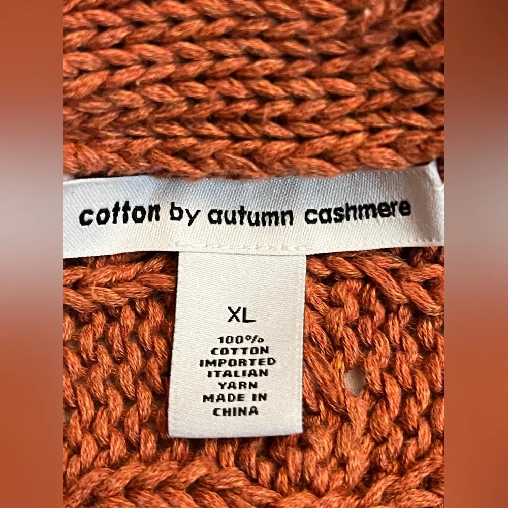 Cotton by Autumn Cashmere rust open front cardigan - Image 2