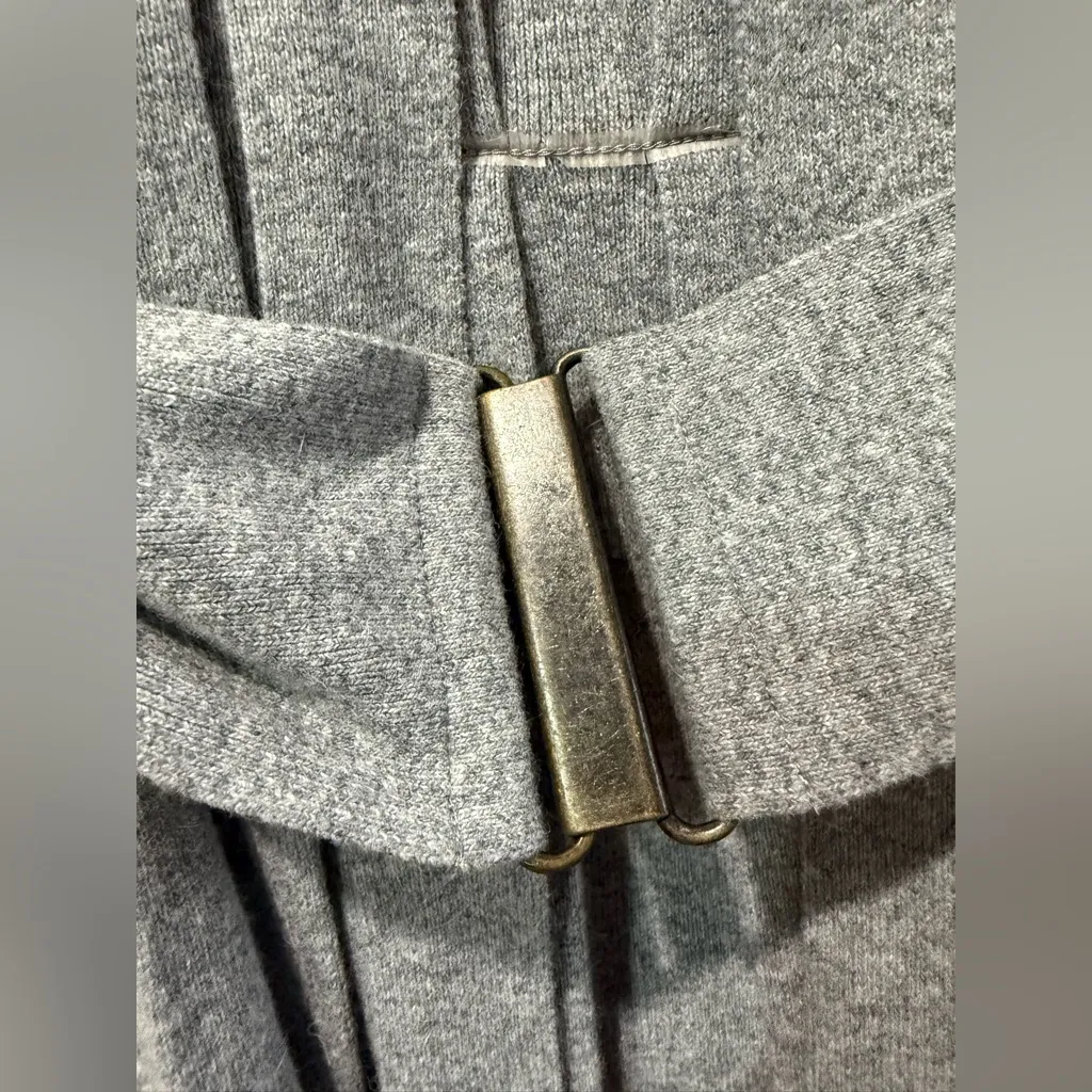 Anthropologie Moth Grey Pleated Flare Sleeve Belted Open Front Knit Cardigan S Gray - Image 3