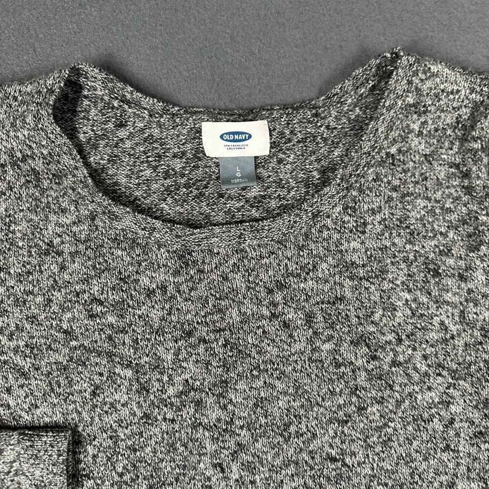 Old Navy Womens L Heather Gray Long Sleeve Round Neck Pullover Sweater Top - Image 2