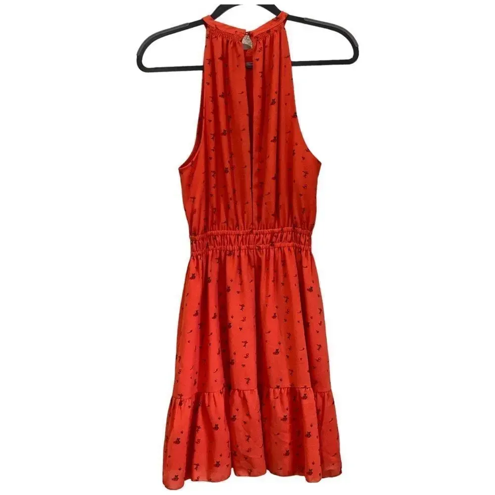 ARITZIA Wilfred Effet Dress Red Orange Floral Dress Size Medium - Image 2