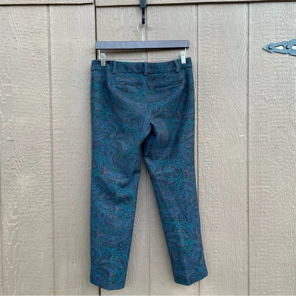 Talbots Womens Pants Hampshire Teal Blue Paisley Print   Mid Rise Size 4 - Image 3