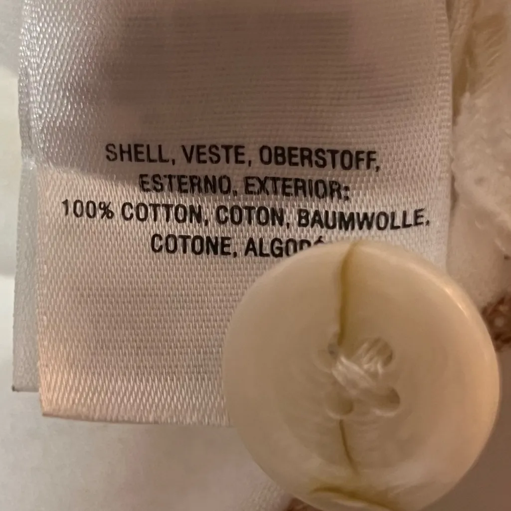 Anthropologie White Cotton Peasant Blouse Boho Cottagecore Tie Sleeve Top Size L - Image 6