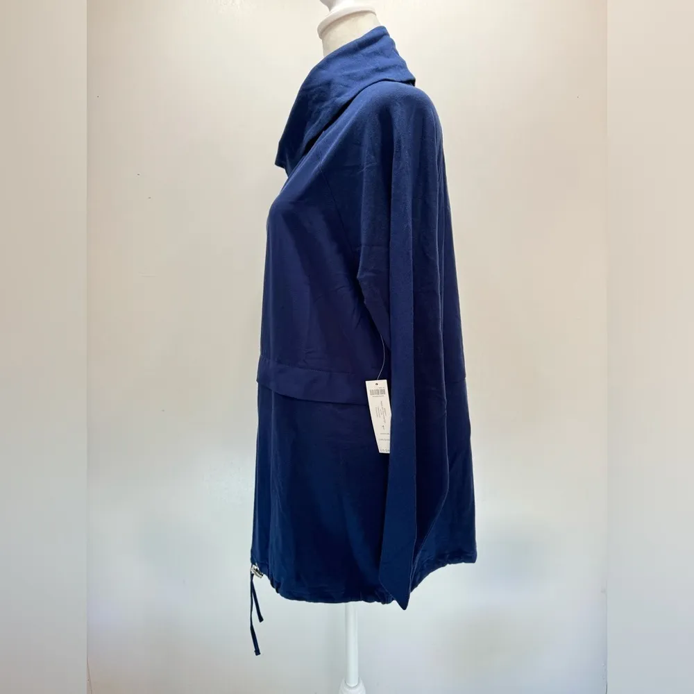 Chico’s Zenergy Mixed Knit Pullover Long Sleeve Top in Tonga Navy Blue 1/M - Image 4