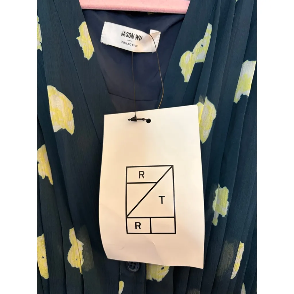 JASON WU
V-Neck Long Sleeve Smocked Silk Chiffon Dress Sz S/M NWT - Image 6