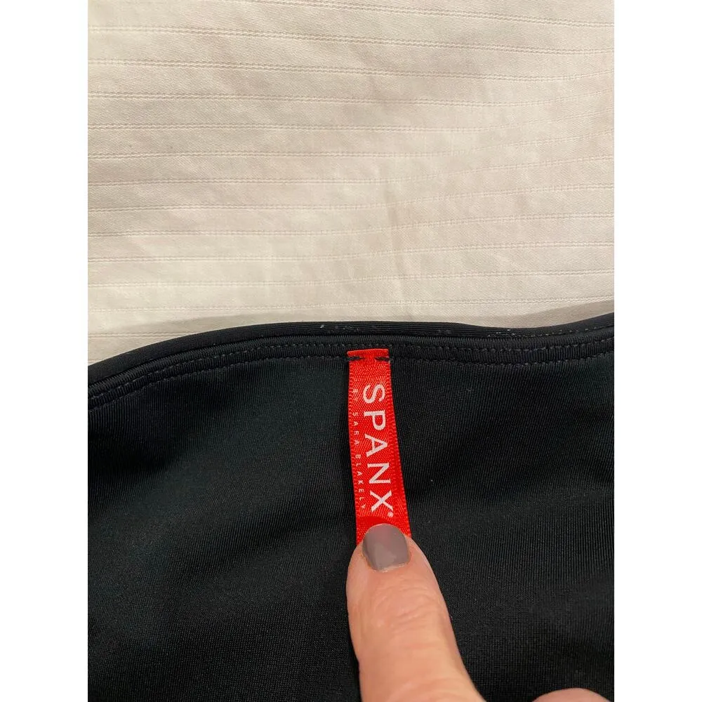 Spanx Black Shimmer Metallic Faux Leather Leggings Size XL - Image 6