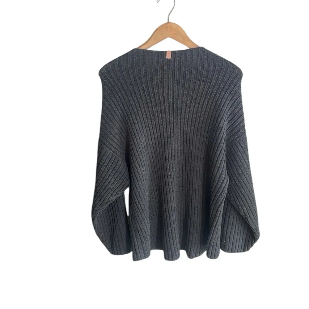 Lunya Cozy Pima Cotton Wool Ribbed Pullover Sweater Gray - Image 3