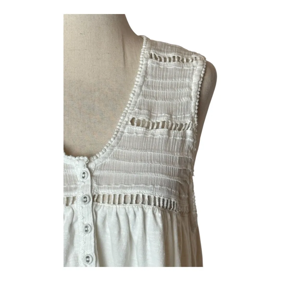 Sundance Tank Top Women Large White Cotton Lace Crochet‎ Elan Top Preppy Boho - Image 5