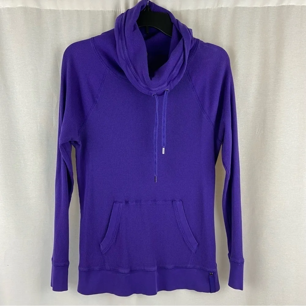 Lauren Active by Ralph Lauren Purple Waffle Knit Cowl Neck Long Sleeve Top Large - Image 2