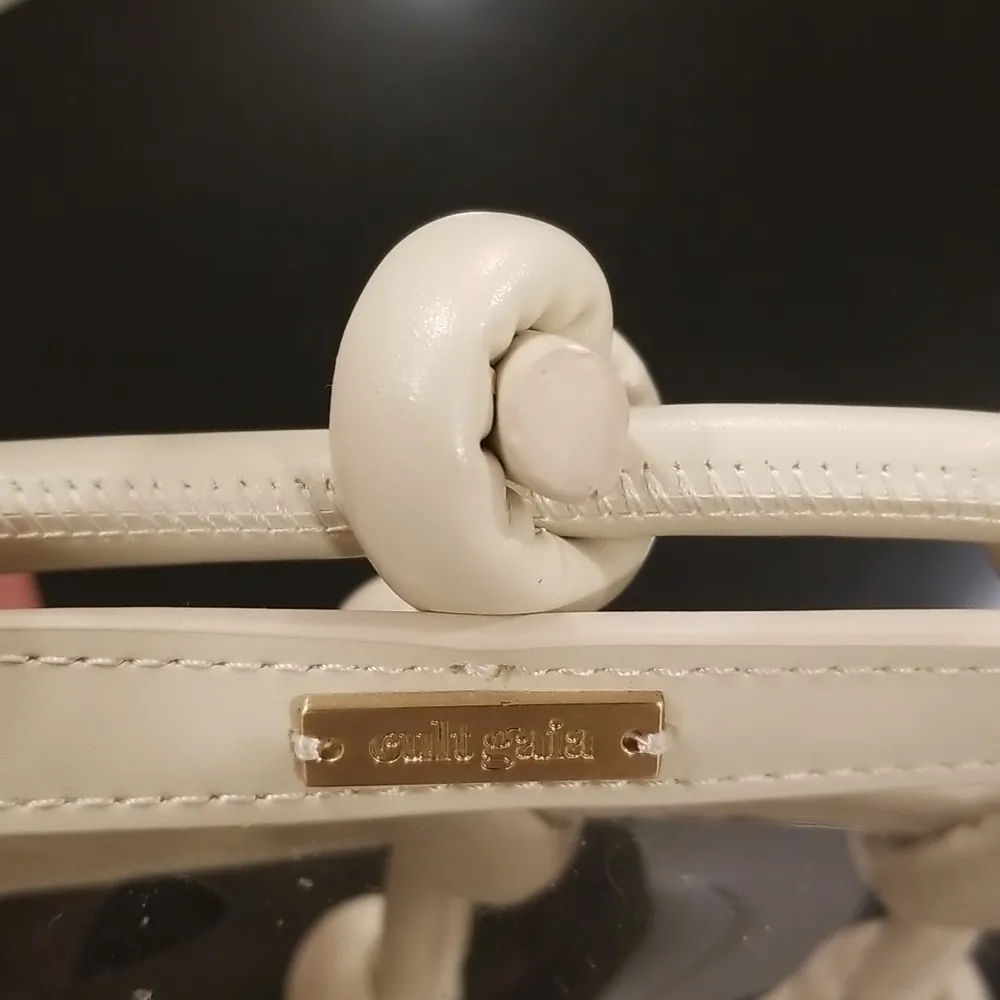 💕CULT GAIA💕 Enzo North-South Caged Tote Bag Faux Leather ~ Off-White NWT - Image 15