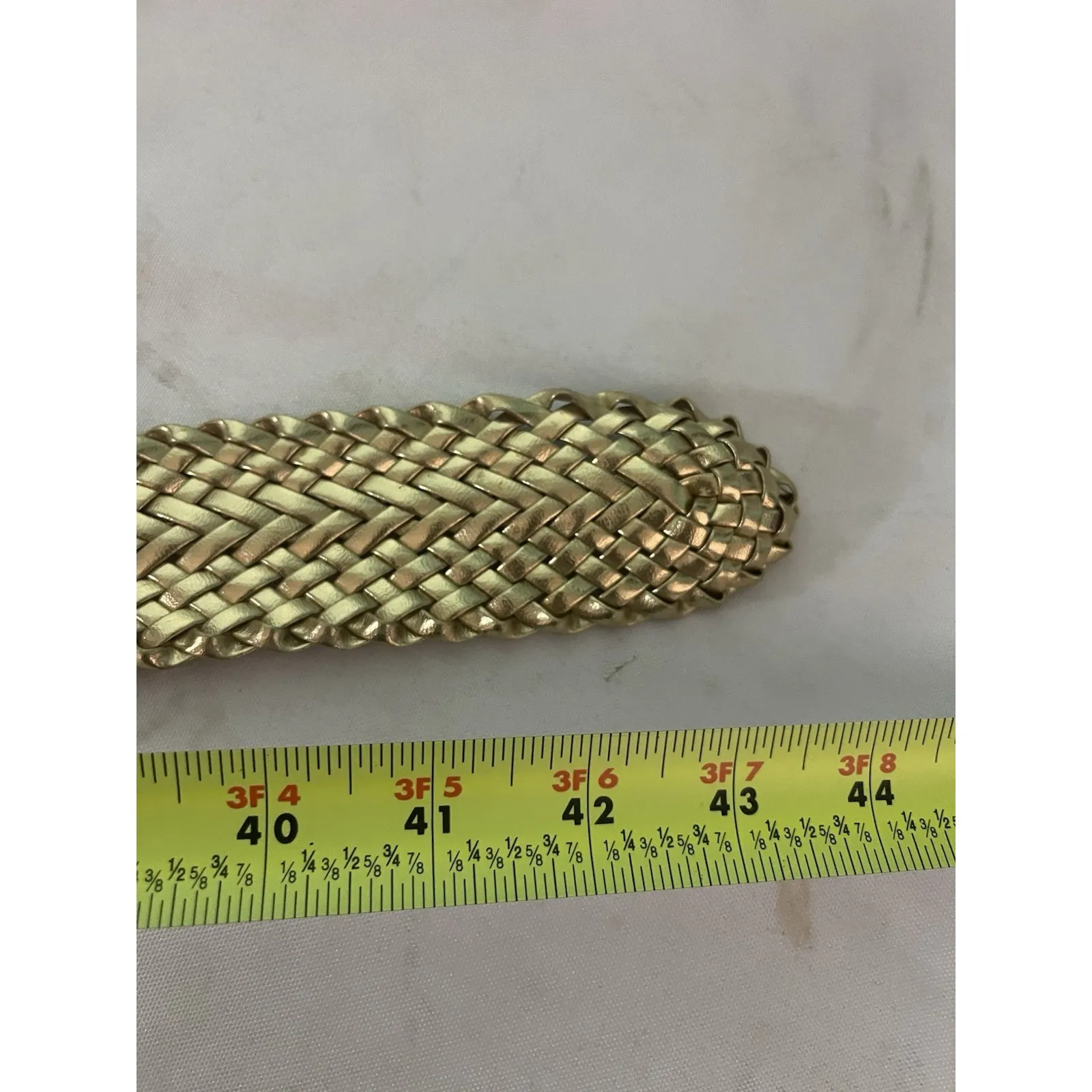 Vintage Braided‎ Gold Belt 43" Woven Solid Branded Buckle - Image 3