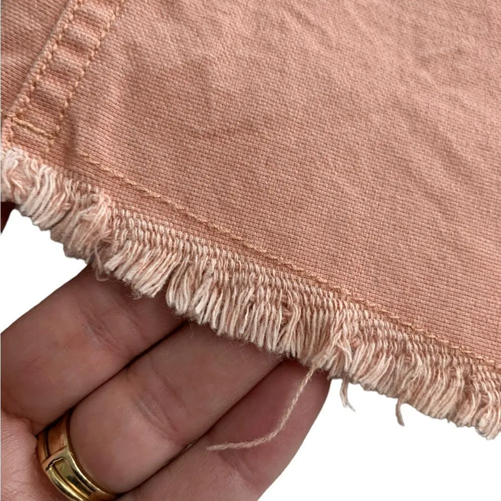 Madewell Peachy Pink A-line Zip Patch Pocket Frayed Hem Denim Mini Skirt, Size 4 - Image 6