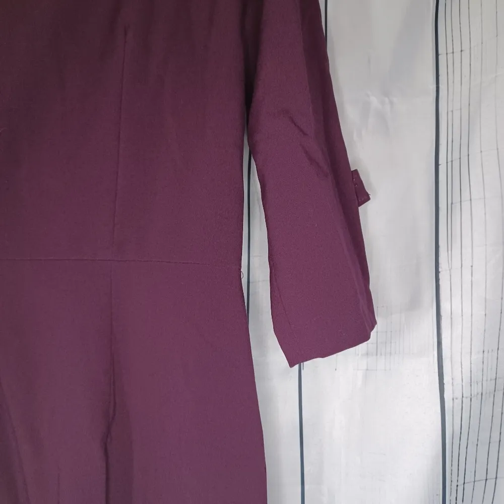 Tahari Arthur Levine 3/4 sleeve Womens 8 Dress Purple Pleated - Image 14