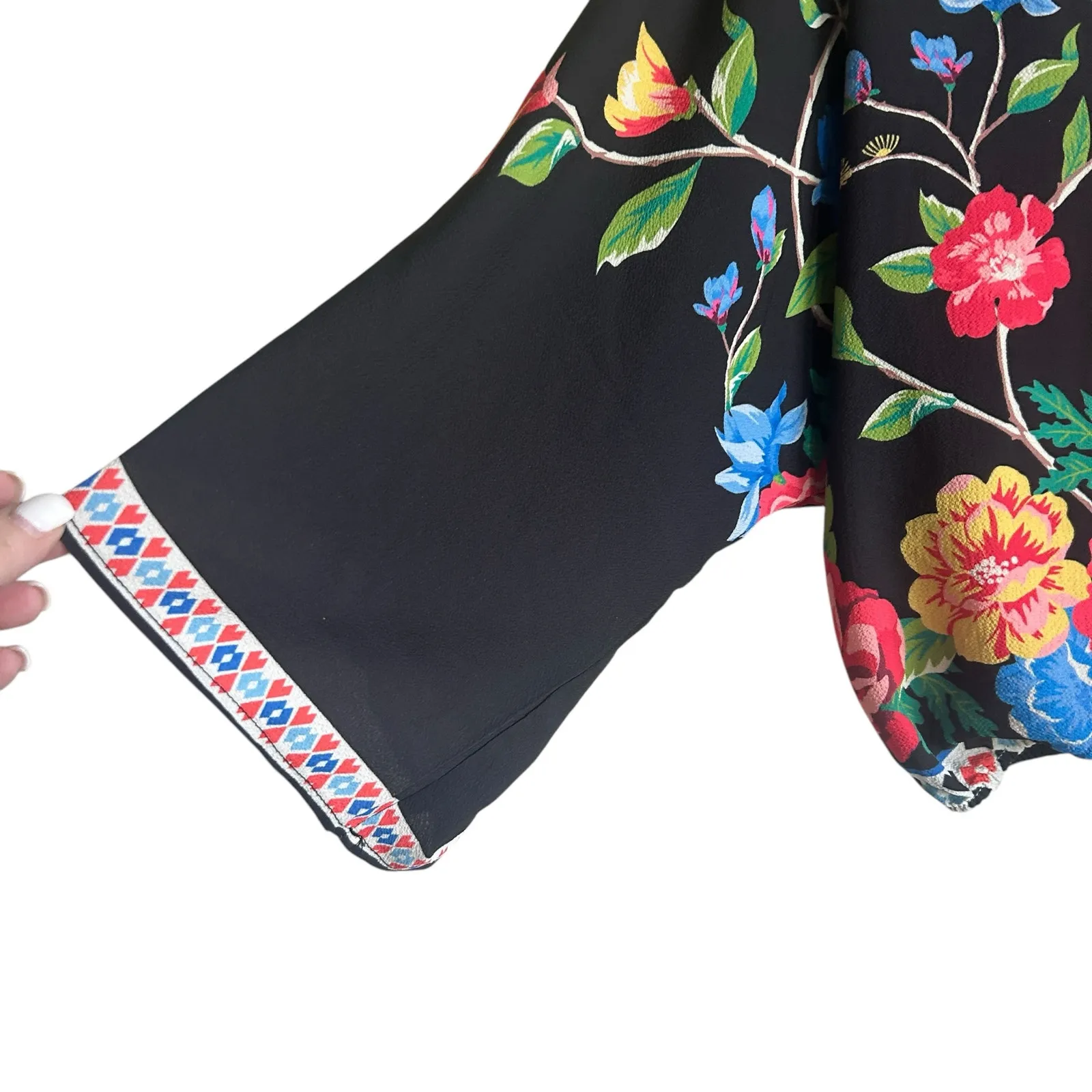 Flying Tomatoes Women Cropped Top‎ XS Floral Wrap Front Artsy Boho Cottagecore - Image 4