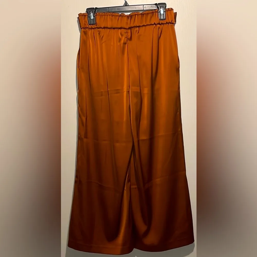 Joie- Orange Rust Wide Leg Palazzo Style Pull On Elastic Waist Dress Pants - S - Image 2