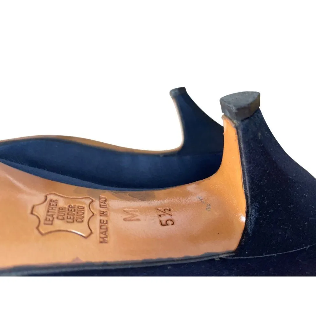 Yves Saint Laurent Womens Blue Satin Kitten Heel Pumps Size 5.5M SKU 8833 - Image 12