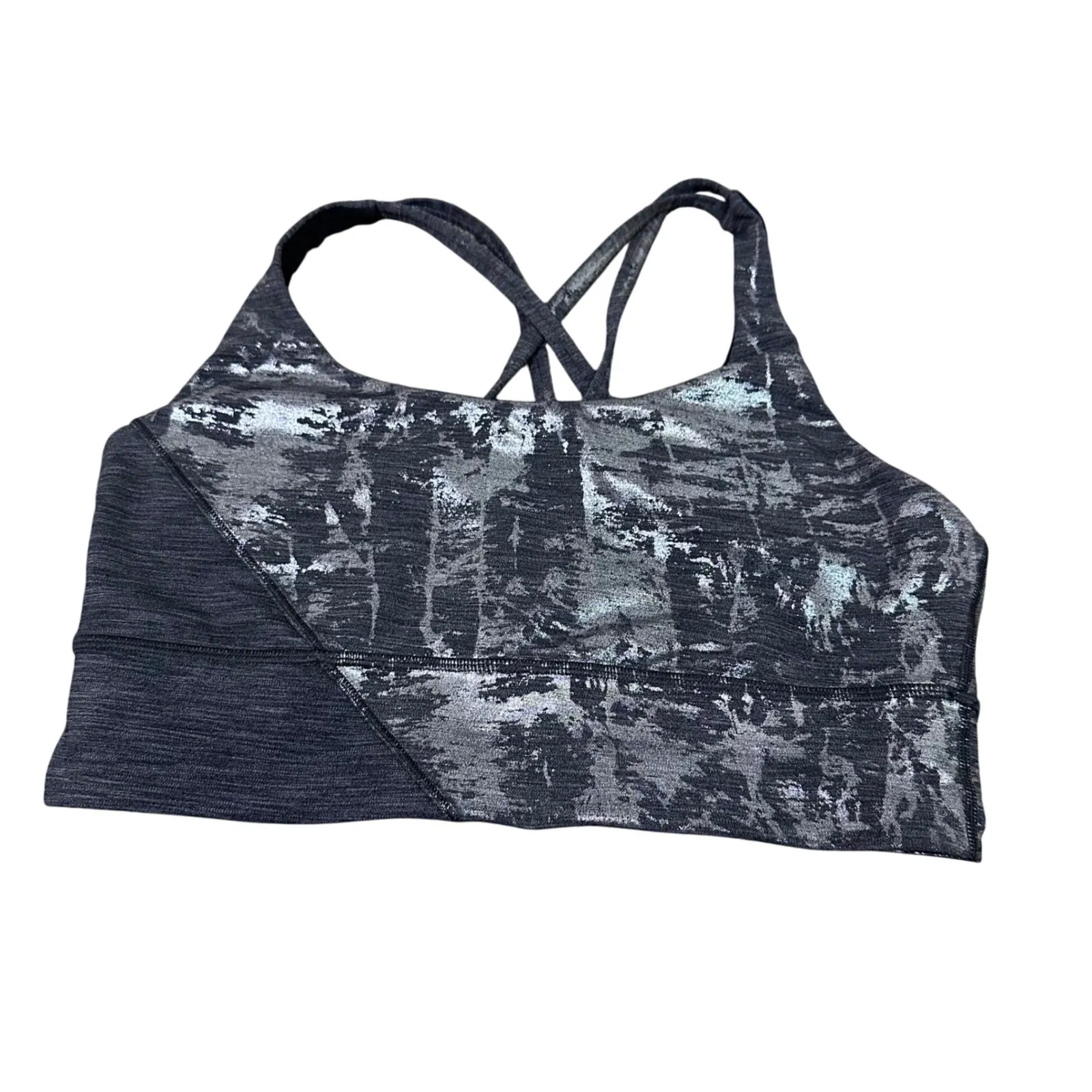 Lululemon‎ Energy Bra Size 10 Gray Silver Criss Cross Back Athletic Workout Top - Image 2