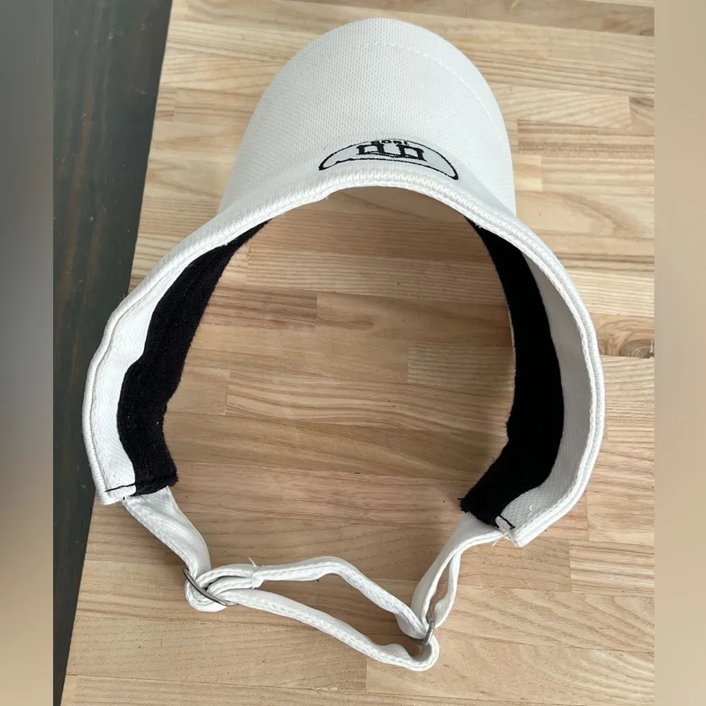 1908 Visor Hat White and Black Adjustable Buckle Back - Image 6