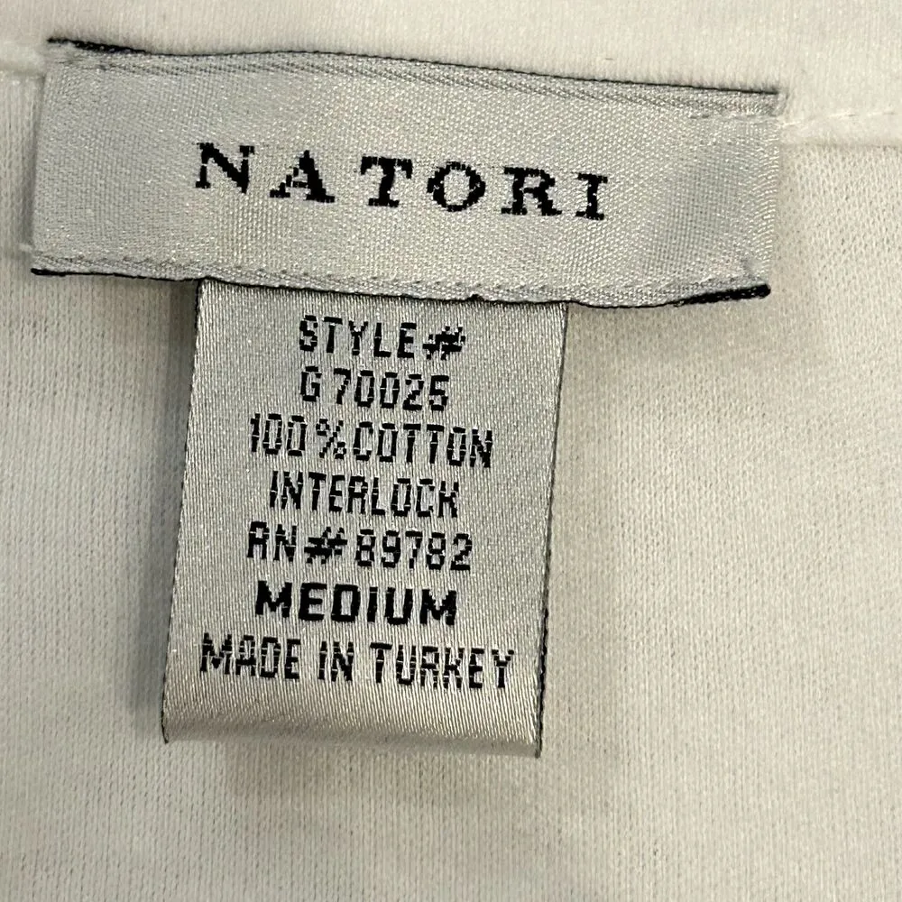 New NATORI White Terry Cotton Zip Long Nightgown Caftan Lounger Cover Up Medium - Image 9