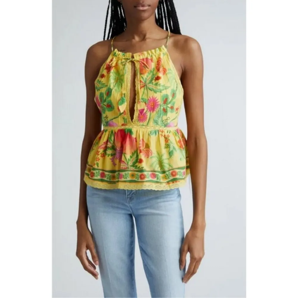 💕FARM RIO💕 Yellow Delicate Fruit Garden Sleeveless Blouse ~ Medium NWT - Image 5