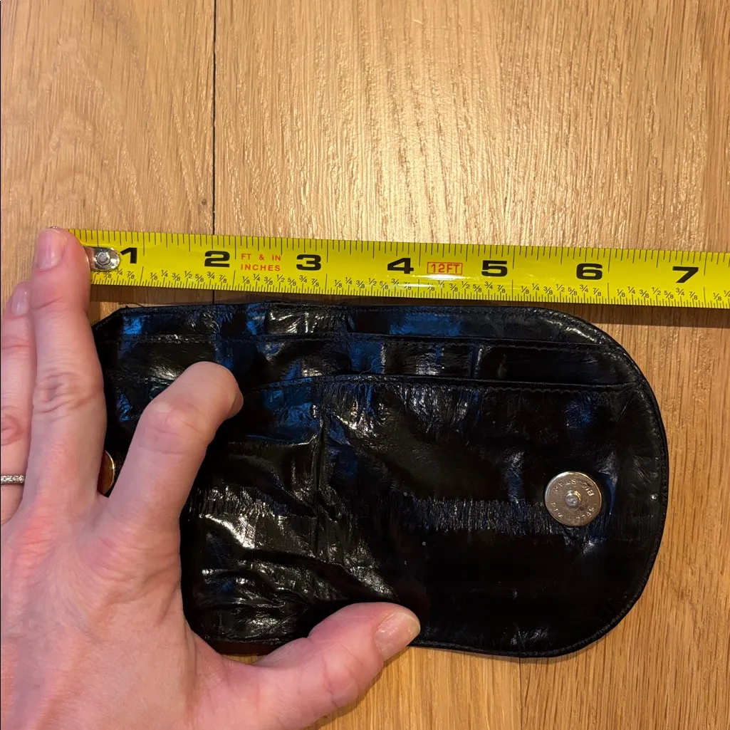 Vintage Eel Skin Wallet Black Coin Purse Bag Charm - Image 8