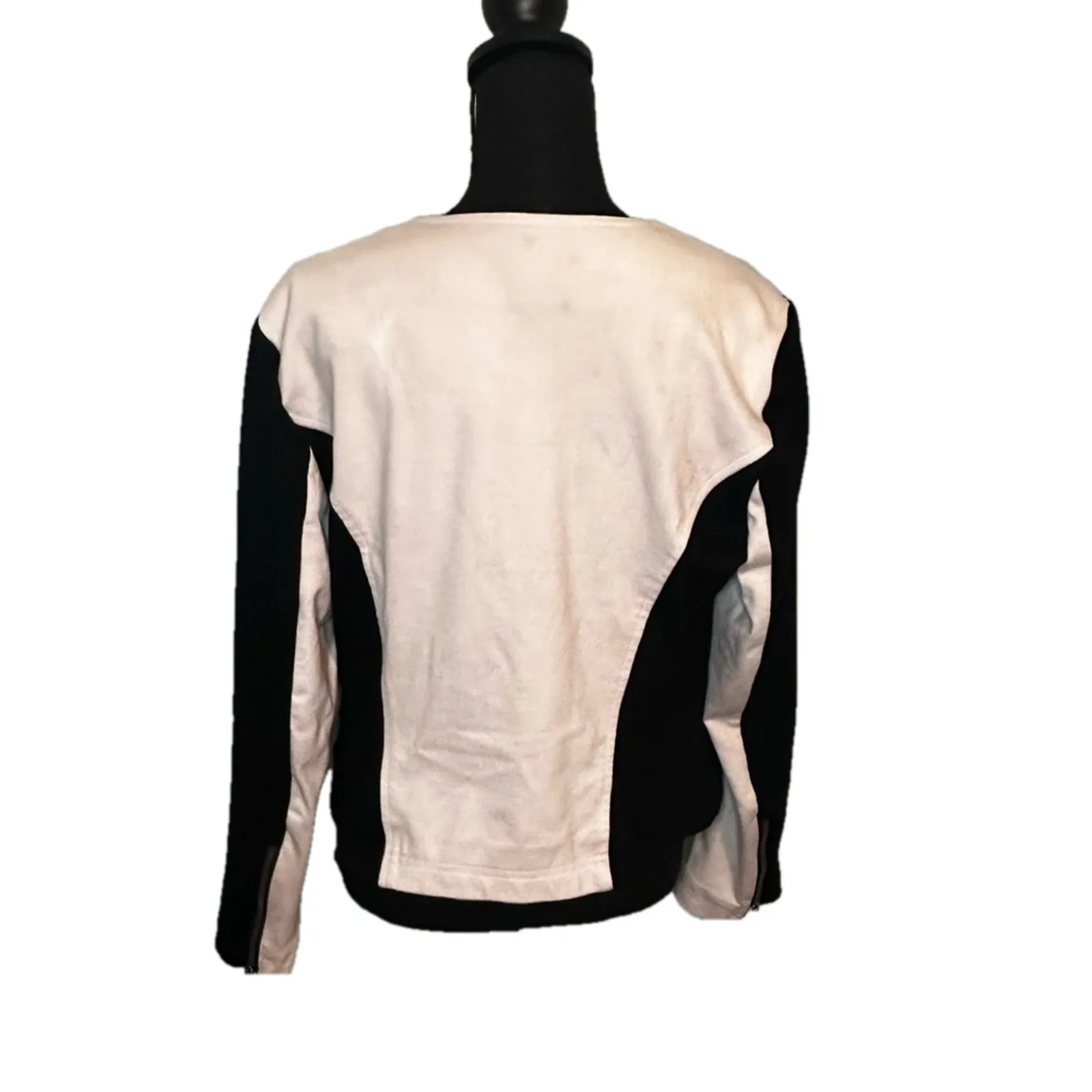 INC Asymmetrical Moto Jacket – Black & White Color Block Size XL - Image 6