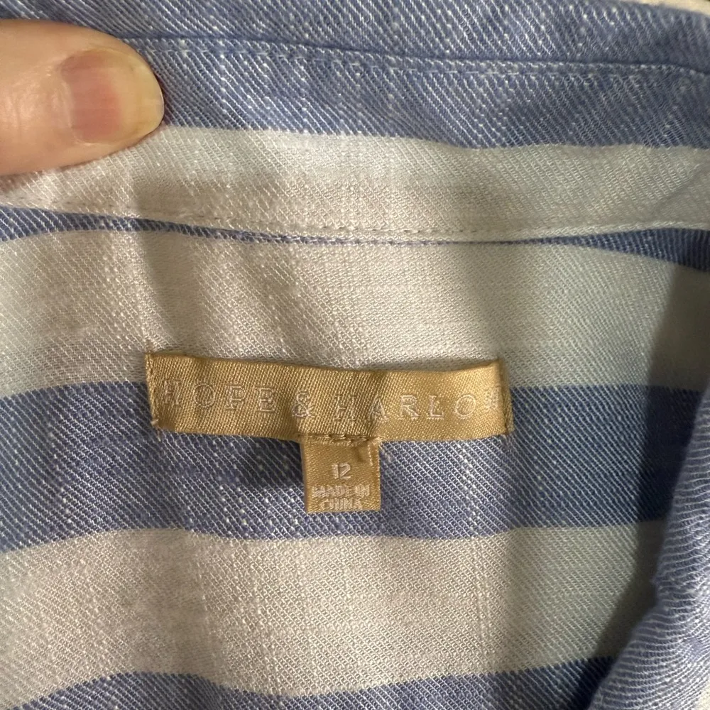 Hope & Harlow Women’s Summer Beach Fun Shirt Dress S/less Button Front Sz 12 NWT Blue - Image 7