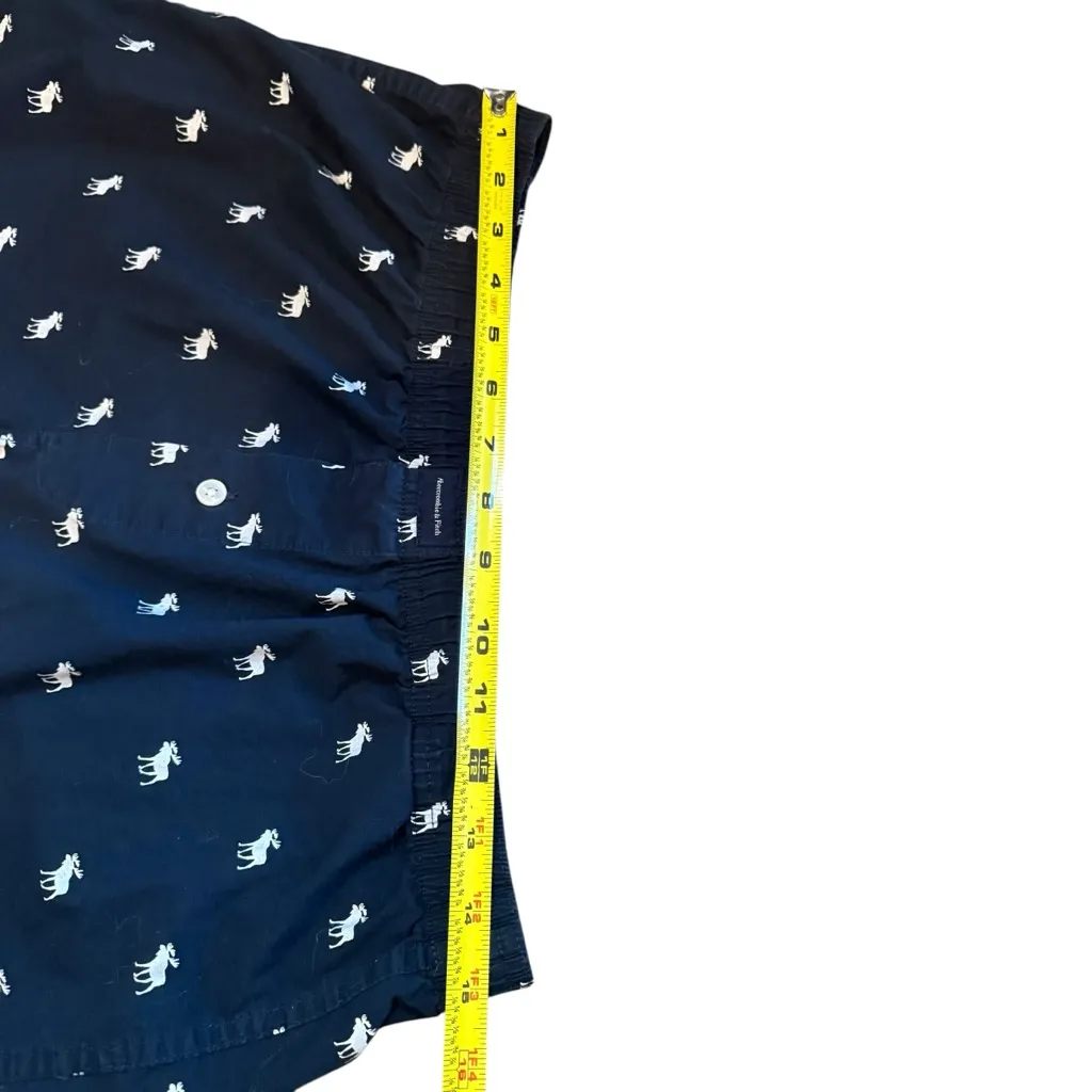 Abercrombie & Fitch Moose Print Boxer Pajama Shorts Navy Blue Lounge Size L - Image 5
