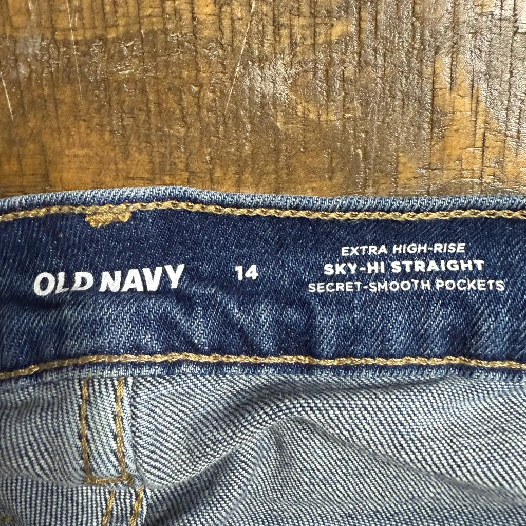 Old Navy Sky-Hi Straight Jeans - Dark Blue - Image 3